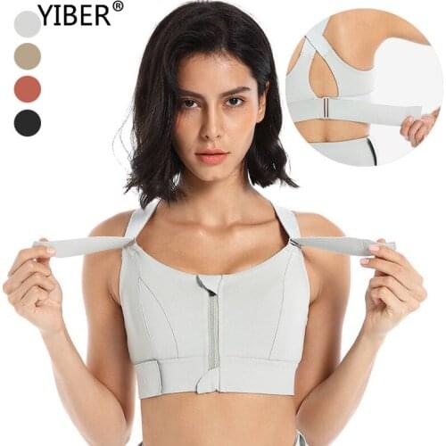 5XL Gym Plus Size Front Zipper Bra For Sports Women Adjustable Shockproof High Support All-in-one Velcro Fitness Bras Top
