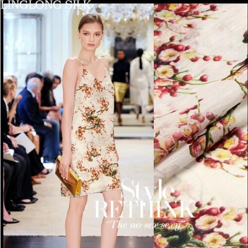 SILK LINEN FABRIC 14m/m Width 55"-140cm 30%Silk+70%Linen Dress Fabric Pattern Sewing Dress Fabric Wholesale Print Floral Pattern