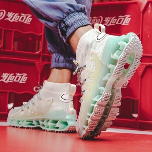 Sport knitting lightweight Men running mesh sports chunky breathable platform fashion summer casual for air sneakers high black