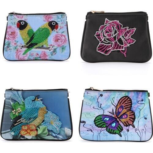 DIY Diamond Painting Bag Embroidery Cross Stitch Wallet National Style Handbag Drilling Diamond Leather Women Storage Bag Gifts