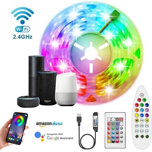 Smart Led Strip Kits 5050 Rgb Ribbon Diode Tape Lights Wifi Bluetooth App Control Lamp Dc12V Colores Backlight Strips For Room