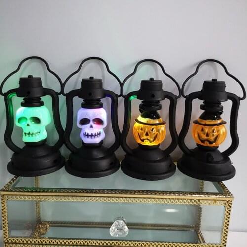 Pumpkin Skull LED Pony Lantern Halloween Decoration Prop Creative Holiday Bar Party Light LED Oil Lamp Prop