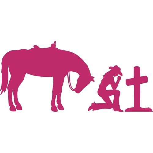 Cowgirl Cross Praying Horse Christian Truck Car Window Vinyl Decal Sticker