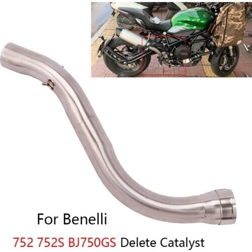 Delete Catalyst for Benelli BJ750GS 752 752S Motorcycle Exhaust Pipe Stainless Steel Middle Link Pipe Slip On 51mm Muffler Pipe