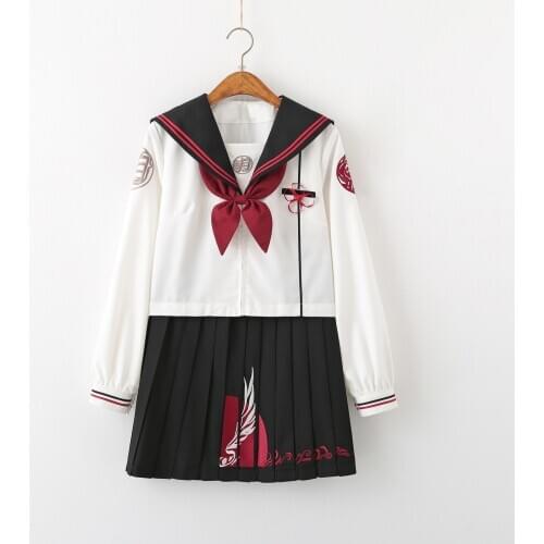 Embroidery JK Uniforms Japanese Sailor Suit School Uniform Cosplay Student Jk Academy Set Pleated Skirt