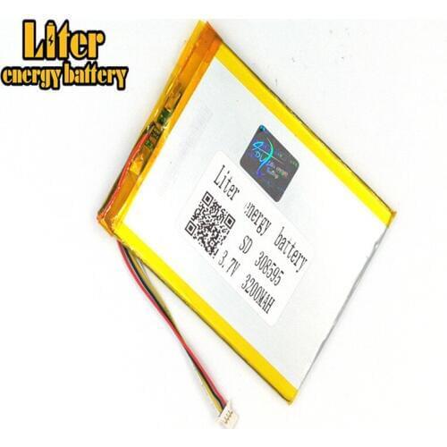 1.0MM 4pin connector 308595 3.7V 3200mah tablet pc 7 inch lipo batteries rechargeable lithium ion polymer batteries