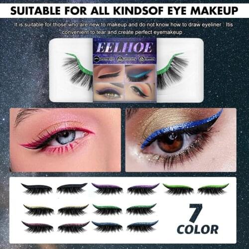 1Pc/7Pcs ColorEyeliner And Eyelash Stickers Reusable Waterproof Self-Adhesive Eyeliner Stickers Glitter Shiny Eyeliner Stickers