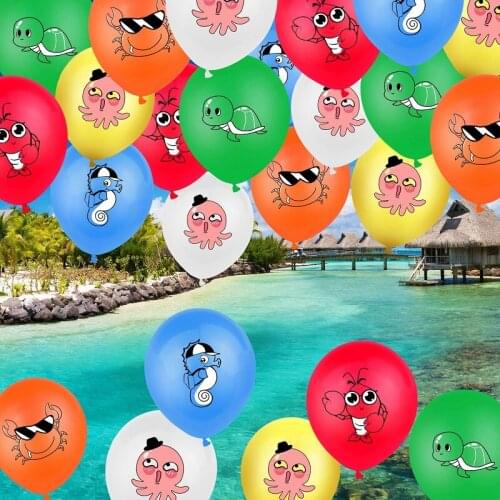 12pcs Ocean Animals Balloons Crab Octopus Tortoise Seahorse Balloon for Undersea Theme Birthday Boy Baby Shower Party Supplies