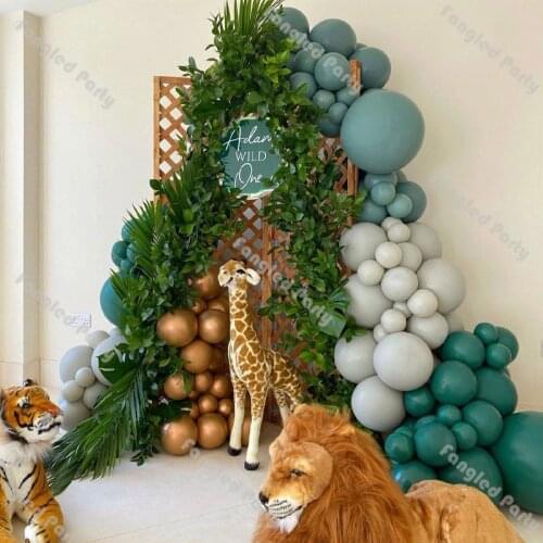 127pcs Doubled Light Grey Sage Green Chrome Copper Balloon Arch Kit Baby Shower Gender Reveal Birthday Party Supplies