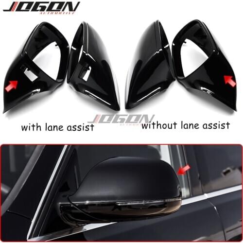 2pcs ABS Black Replacement For Audi Q5 SQ5 8R 2009-2017 & Q7 4L Facelift 2010-2015 Side Rear view Mirror Cover Caps Shell Trim