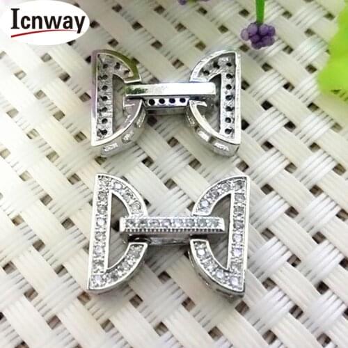2pcs Rhinestone inlay Gold&silver Plated Clasps 1.5*2cm For DIY bracelet necklace Free shipping wholesale