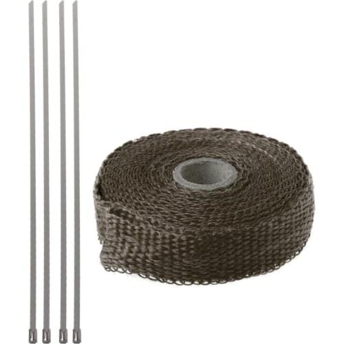5M Car Motorcycle Turbo Manifold Heat Exhaust Wrap Tape Thermal Stainless Ties