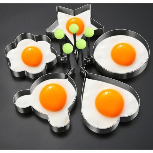 5 Pcs Creative Stainless Steel Omelet Maker Fried Egg Decoration Frying Egg Pancake Cooking Tools DIY Breakfast Egg Pancake Mold