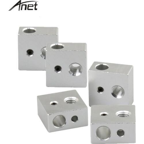 Anet 5pcs/lot MK8 Heating Block of Hot End E3D Heat Head Aluminum Oxidation Block 20X20X10mm for 3D printer Accessories