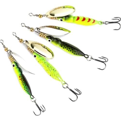 15g/9cm Spinner Bait Fishing Lures With Treble Hook Metal Spoon Bait Fishing Trout Artificial 1pc color Tackle random