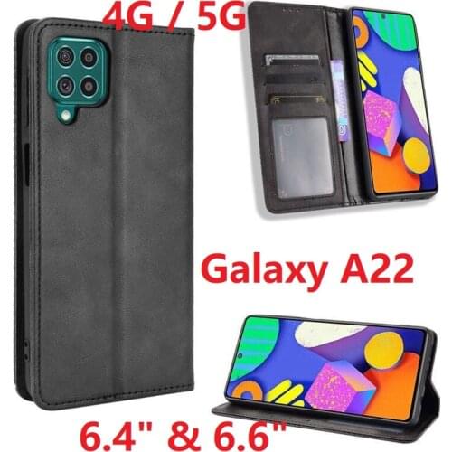 Wallet PU Leather For Samsung Galaxy A22 Case Magnetic Protective Book Stand Card Cover