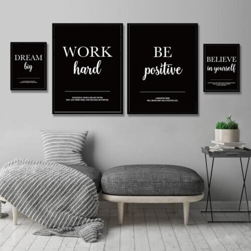 Black Minimalist Text Posters Life Inspirational Quotes Wall Art Canvas Painting Motivation HD Posters and Prints Wall Photos
