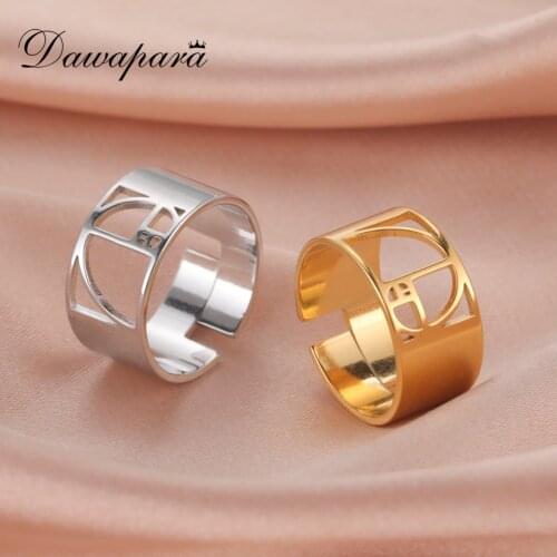 Dawapara Fibonacci Spiral Golden Ratio Ring Sacred Geometry Math Jewelry Stainless Steel Adjustable Rings