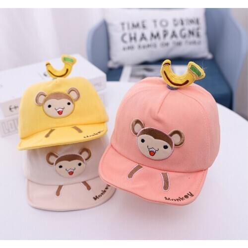 2021 New Spring Summer Baby Hat For Kids Boys Girls Funny Monkey Baseball Cap Sport Outdoor Peaked Cap 3-15 Months 1 Years