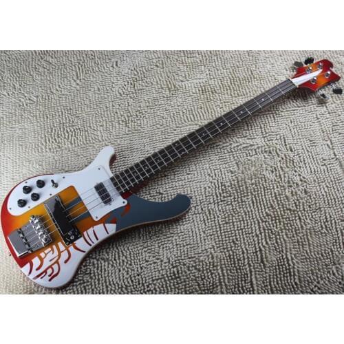 Left handed Rickenback fireglo electric bass lefty Ricken 4003 bass Free Shipping back hand Rick 4003 bass