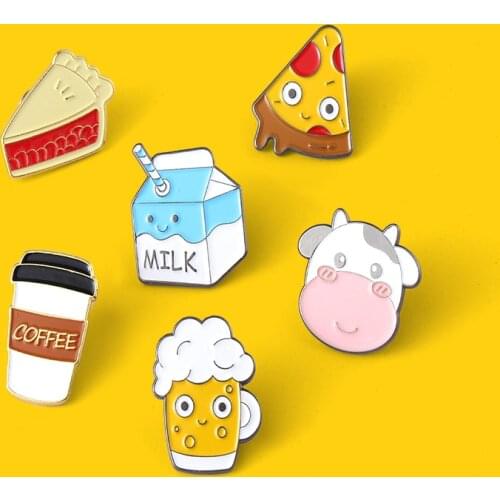 Lovely Food Breakfast Coffee Enamel Pin For Friends Funny Lapel Pin Badges Brooch Top Accessories Jewelry Friends Gift Wholesal