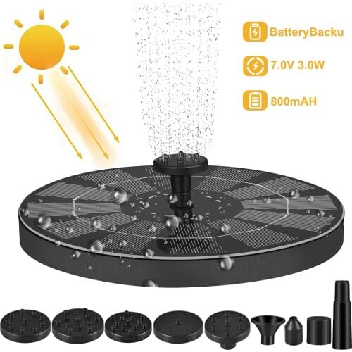 12 LED Lights Solar Fountain 3W Solar Fountain Water Pump Bird Bath Fountain with 7 Nozzles #W0