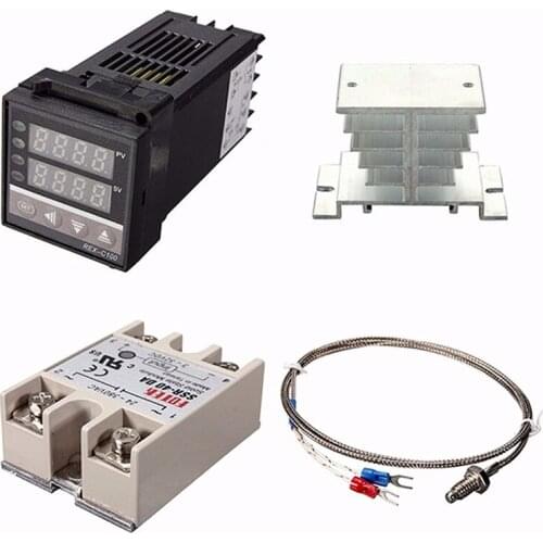 HHO-Digital 220V PID REX-C100 Temperature Controller + max.40A SSR + K Thermocouple, PID Controller Set + Heat Sink