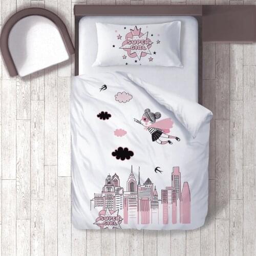 Duvet Cover Set Bedding Set Pillow Case for Baby and Kids Room 3D Printed Light Pink Star Model 094