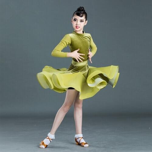 Girls Latin dance costumes children velvet dresses professional competition standards children performance regulations