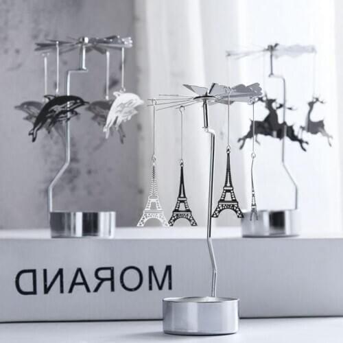Creative Rotation Candlestick Stainless Steel Candle Holders Candle Tea Light Holder Home Party Wedding LX5089