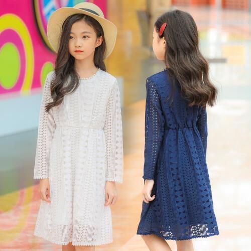 Little Girls Dress Long Sleeve Lace Princess Dress For Girls Teenage Girls School Clothes Size 3 4 5 6 7 8 10 12 14 Years