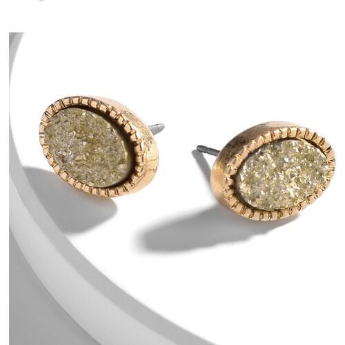 Fashion Brand Jewelry Designer Inspired Oval Button Studs Resin Earrings for Women