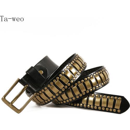 Ta-weo Fashion Punk Hip-hop Rivet Belts, Unisex Pin Buckle Belt, Designer Men Belts High Quality, Female Belt