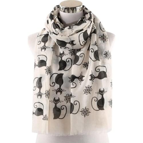 Fashion Cat Print Scarves Shawls Cute Animal Fringe Scarf Shawls Wrap Hijab Free Shipping