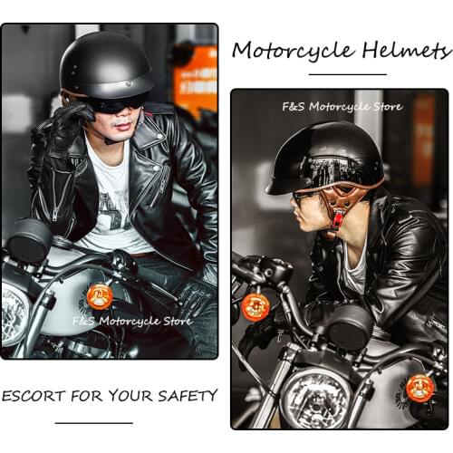 Vintage Motorcycle Helmet retro scooter half helmet with Built-in lens visor For Harley Sportster XL 883 1200 Models Motorcycle