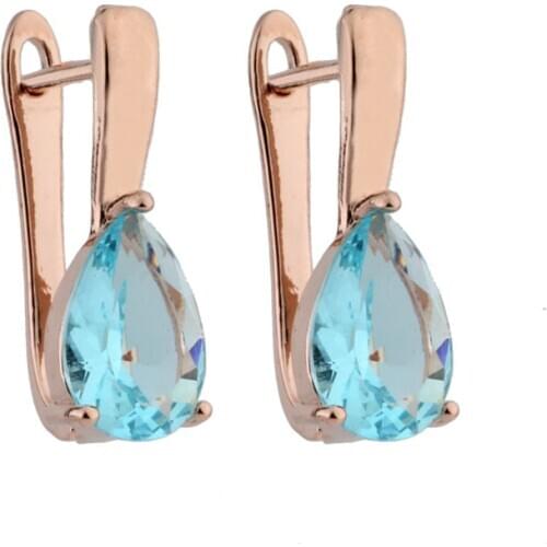 New Long Earring For Women Fashion Party Jewelry 585 Rose Gold Color Water Drop Natural Zircon Unusual Earrings 2021 Trendy