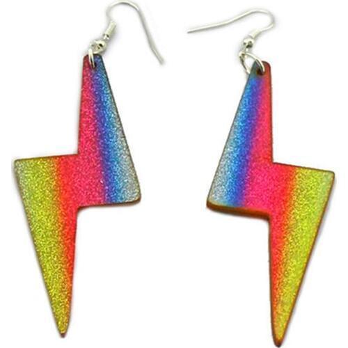 New Fashion Iridescent Glitter Lightning Acrylic Drop Dangle Earrings Pendant Cute Colorful Long Earrings Jewelry Accessories