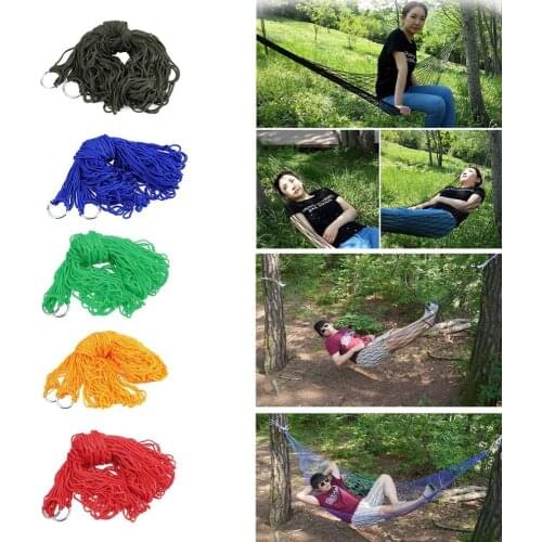 Parachute Nylon Fabric Mesh Rope Portable Indoor Outdoor Swing Hammock Travel Sleeping Bed Travel Camping Beach