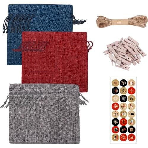 Gift Bags 1pcs Twine Favors Pouches For Wedding Party Shower Birthday Linen Multicolor Christmas 24pcs Sacks/clips/stickers