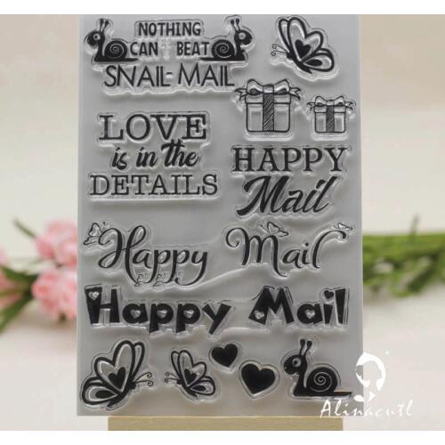 CLEAR STAMPS happy mail snail love mail Scrapbooking Card paper craft silicon rubber roller transparent clear stamp