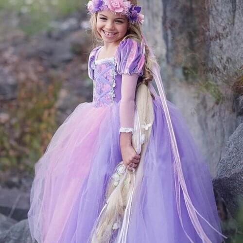 Rapunzel Princess Dress Girls Party Fancy Dresses Kids Halloween Cinderella Cosplay Clothes Birthday Costume Gift