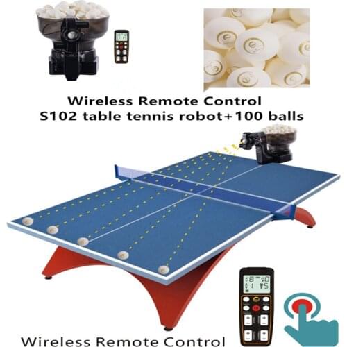 SUZ Table Tennis Robot Gift for child Entertainment Fitness S102 Table Tennis Trainer with 40+ pingpong balls Sports Accessories