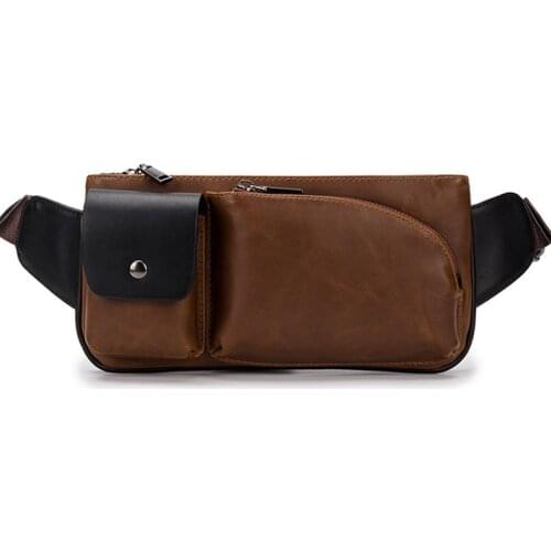 Men Waist Bag Male Fanny Pack Purse Mens Phone Belt Bags Pouch pu Leather Fashion Vintage Chest Packs Male Bum Belt Bag for Men