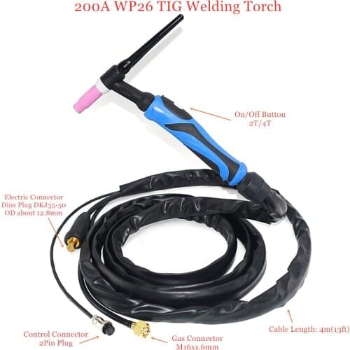 TIG Torch WP26 4m 13ft GTAW Gas Tungsten Arc Welding Gun WP-26 Argon Air Cooled TIG Welding Torch