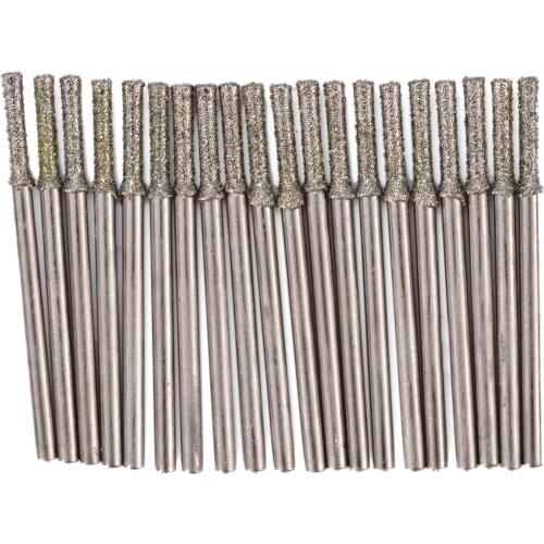 20Pcs 2mm Diamond Coated Drill Bits Hole Saw Tool Solid Drill Bit 40mm Length For Stone Jewelry Glass Tile Ceramic Marble