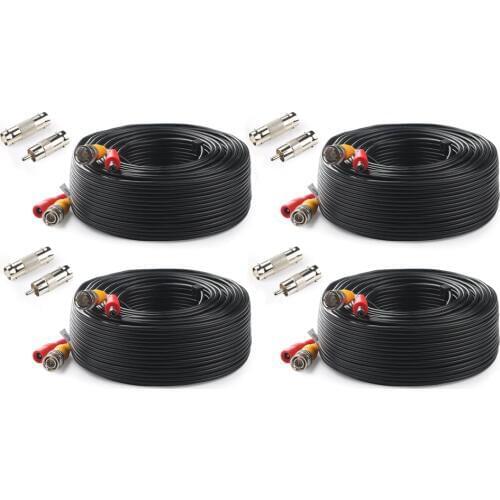 Tonton BNC CCTV Cable (4-Packed 100FT 30M) Video Cable Security CCTV Camera DC Coaxial Cable Surveillance DVR System Accessories