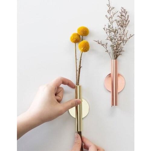 Vintage Iron Wall-Mounted Flower Tube for Flower Display Nordic Wall Decoration Home Metal Plant Holder Flower Vase Decor Gifts