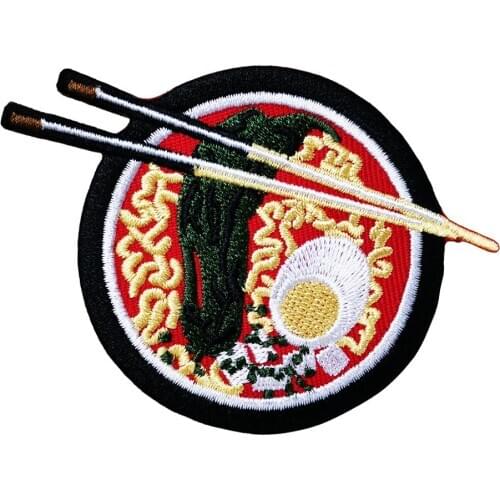 Japanese udon noodles Embroidery Patches Iron on Sewing for Clothing Wholesale Applique Punk Clothes for Jackets Free Shipping