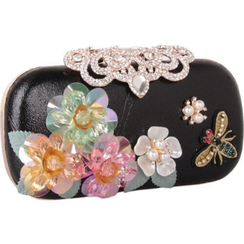 DAIWEI Women Evening Bag Leatherette PU Bag Clutch Hand Bag Wedding Event/Party Formal Minaudiererhinestone Satin Flower Pearl