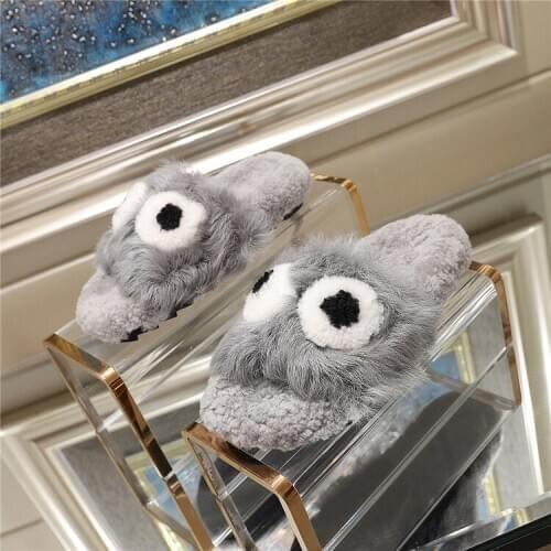 Slippers Women Autumn Wool Slides Lovely Flat Shoes Women Indoor Sapato Feminino Top Quality Ladies Shoes Cozy Zapatos De Mujer